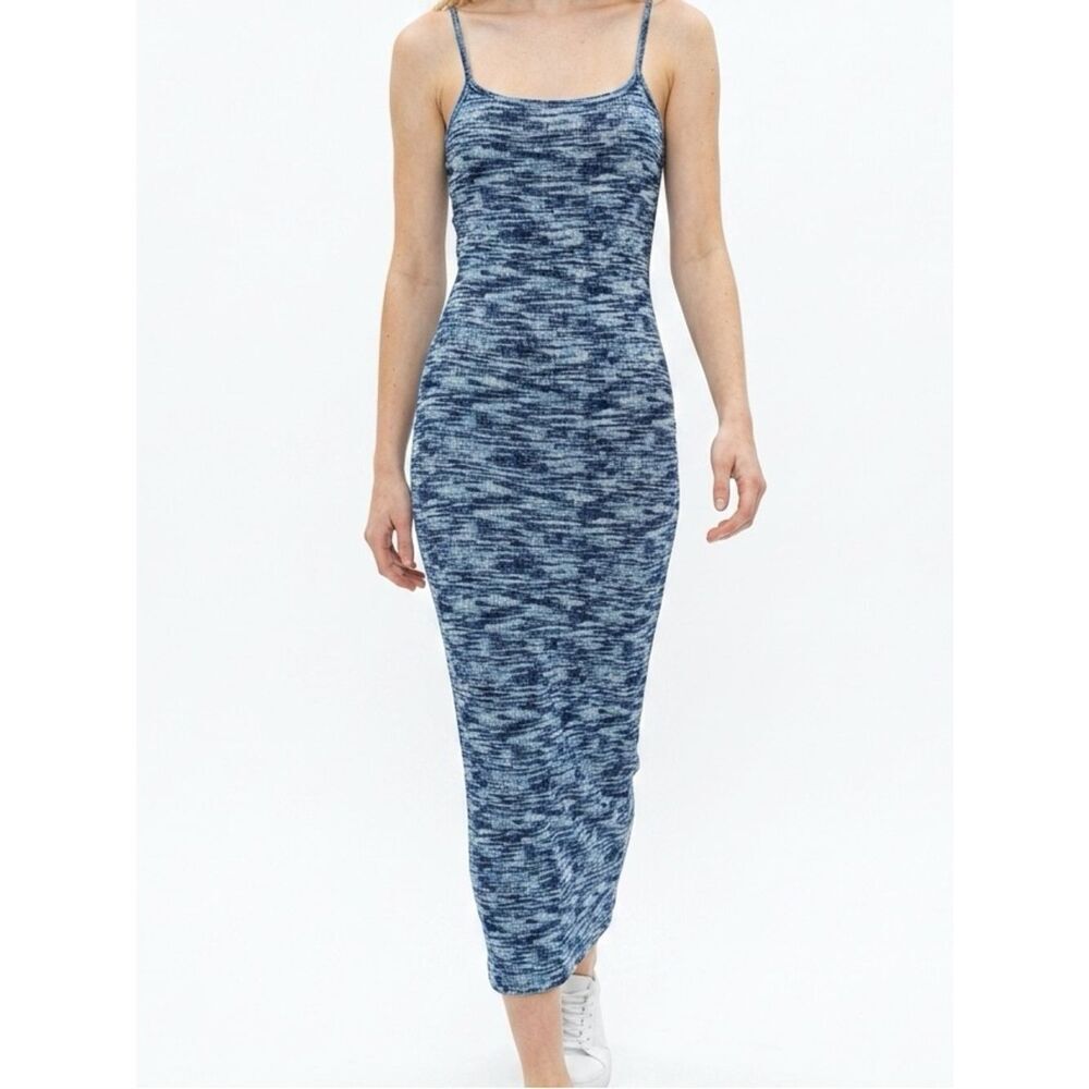 FreshmanโNordstrom Ribbed Knit blue Marled spaghetti strap maxi dress size sโNWT